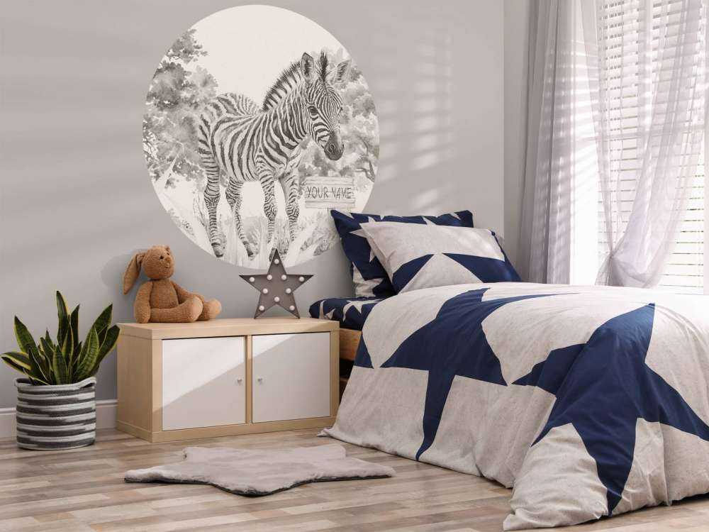 Young zebra in the nature beige