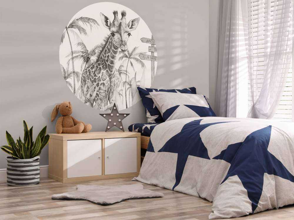 Baby giraffe in the jungle beige