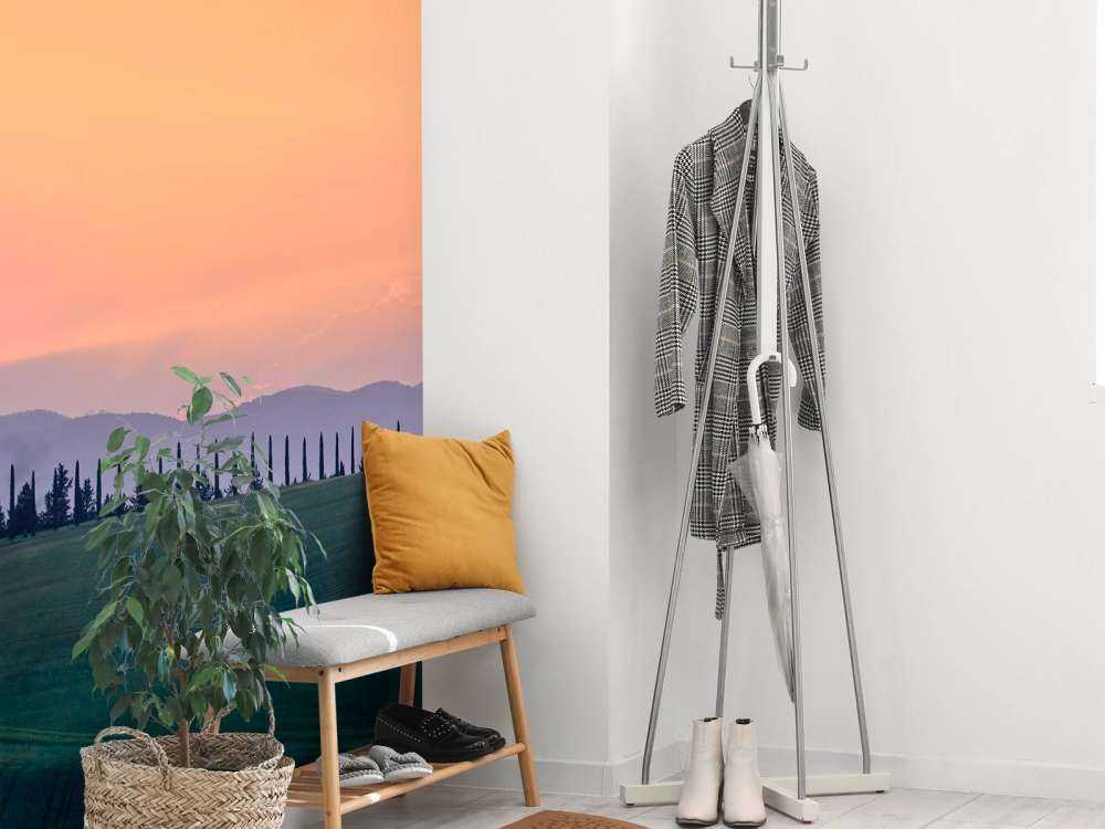 Italian landscape with orange sky