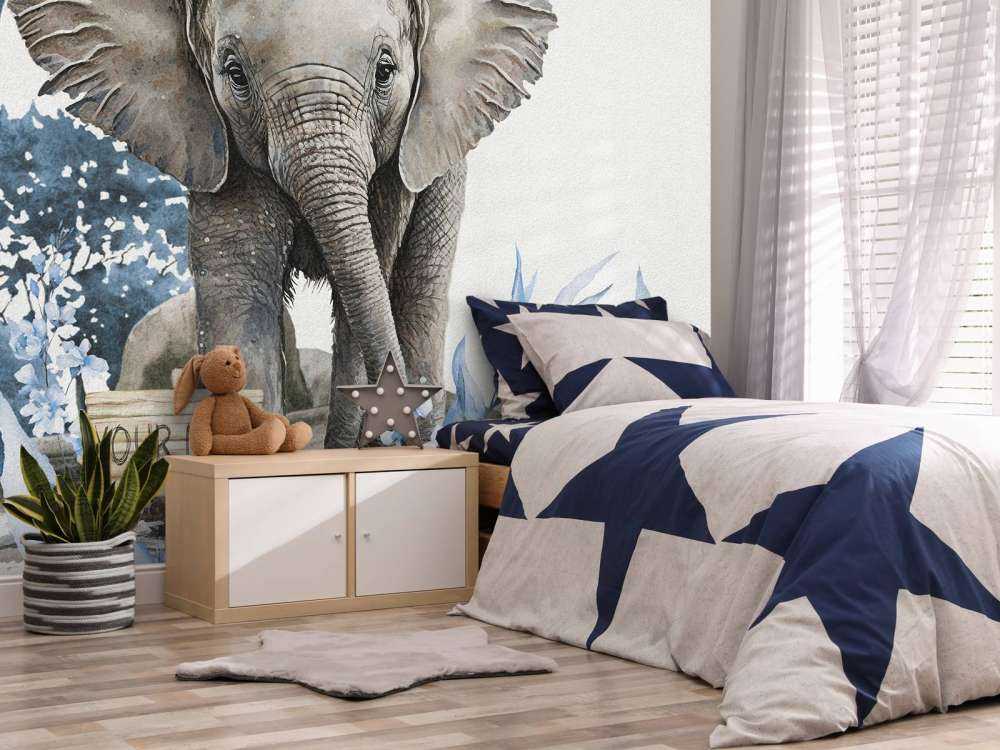 Elephant in the jungle blue
