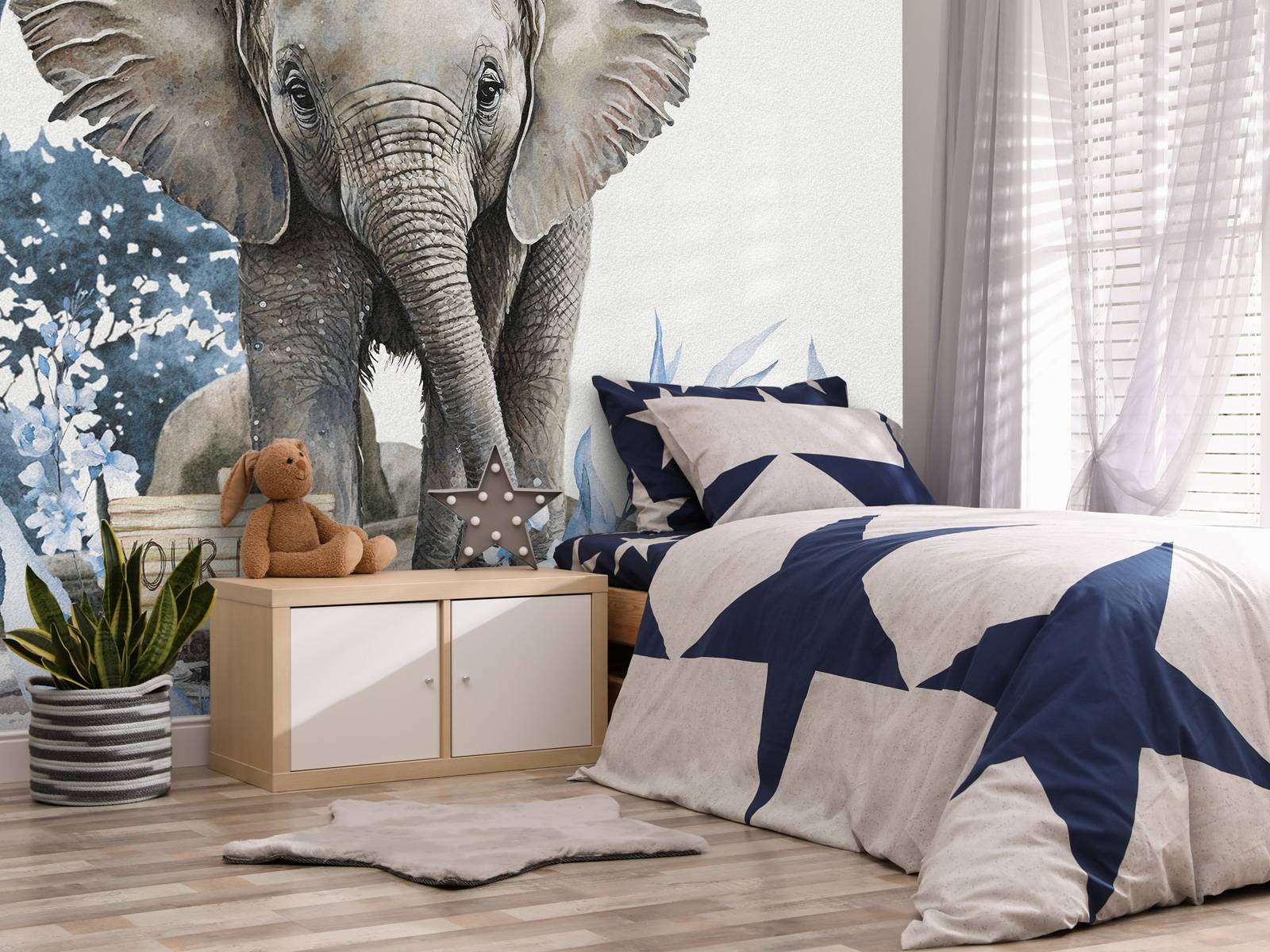 Elephant in the jungle blue
