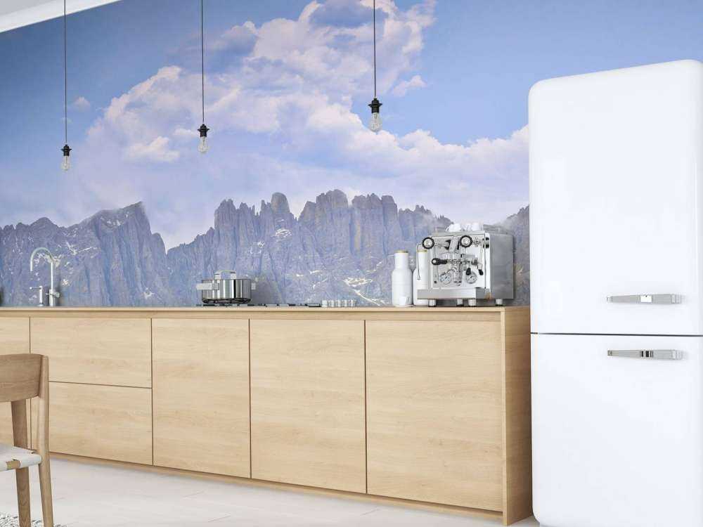 Mountains with trees and clouds