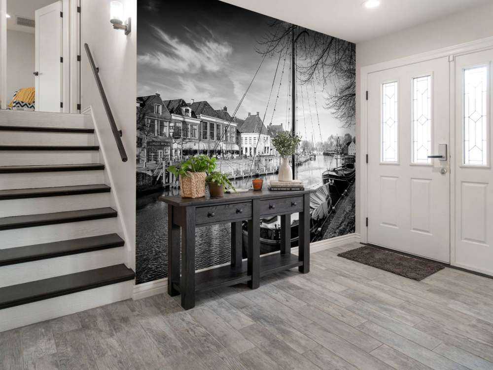 Historic cargo ships docked in Dokkum Friesland 