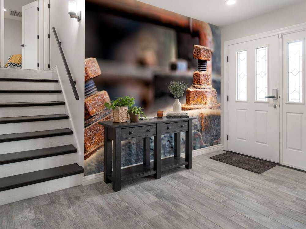 Detail of a rusted steam boiler (B)