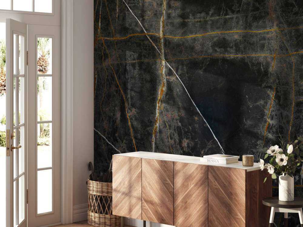 Black marble with copper tones