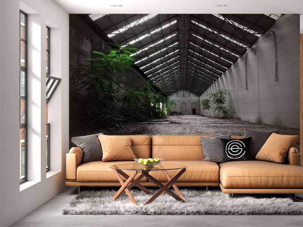Industrial hall with plants