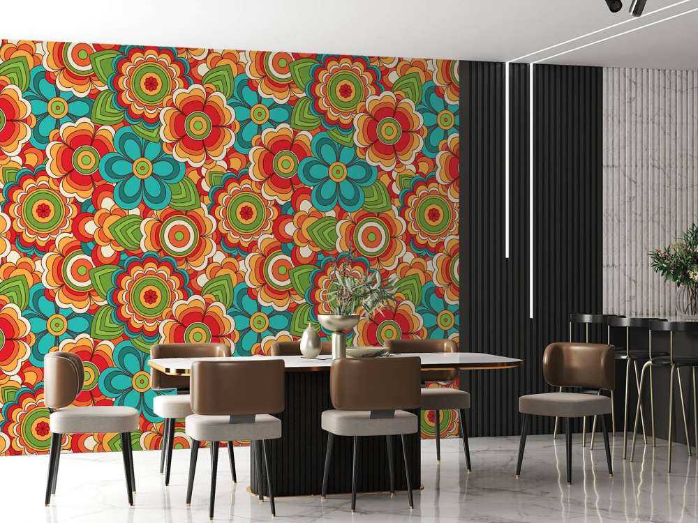 Colourful retro flowers