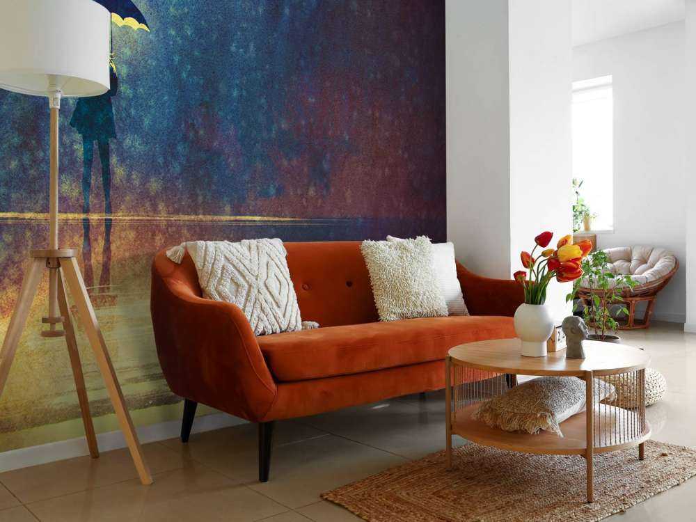 Lonely girl in the rain