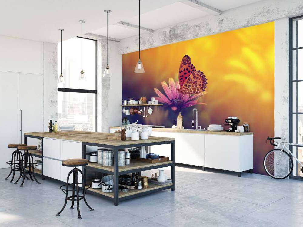 Red butterfly on flower