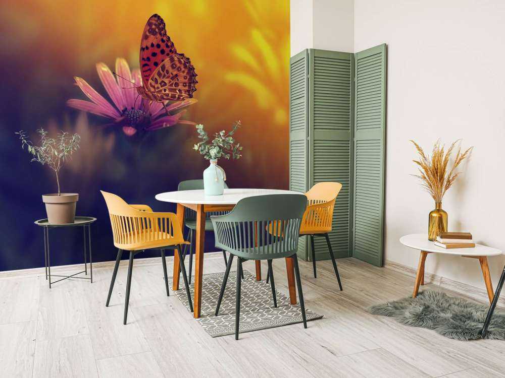 Red butterfly on flower