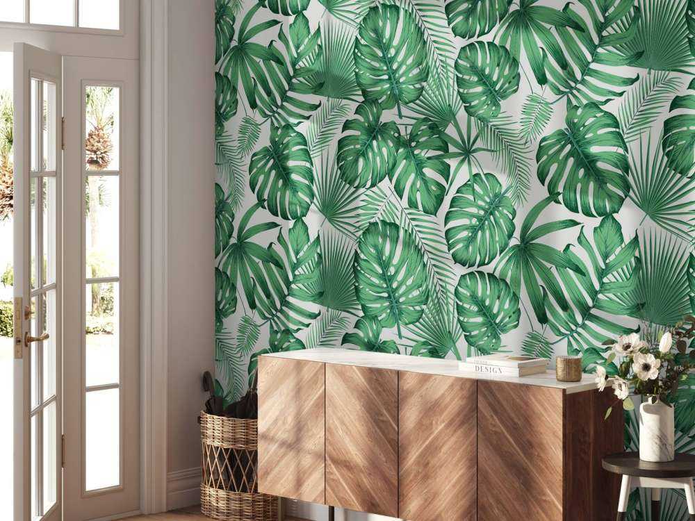 Tropical leaves, green