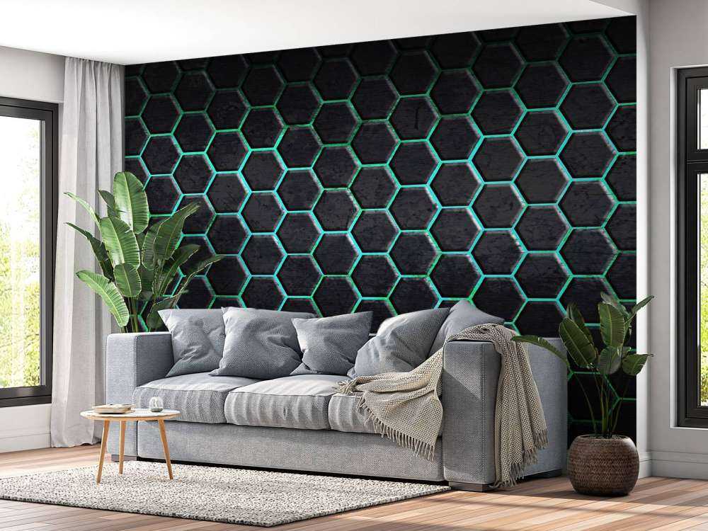 Hexagons with green lights