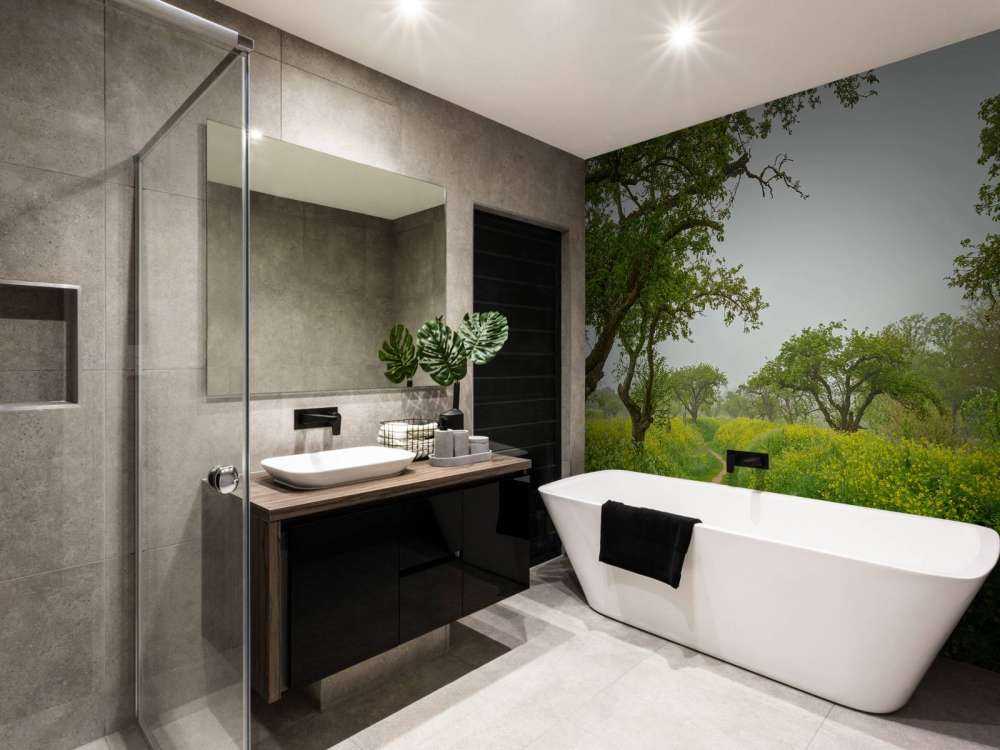 Path through hills with yellow flowers