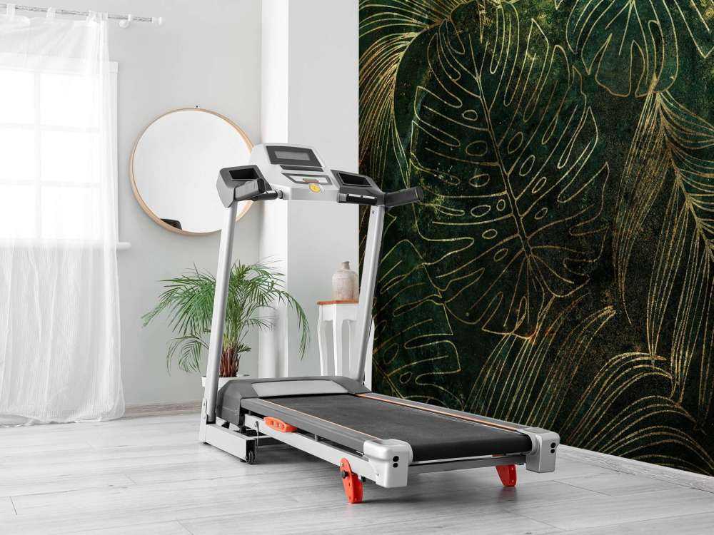 Green texture with golden leaves