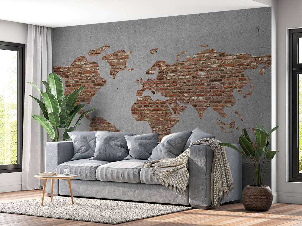 World map with bricks