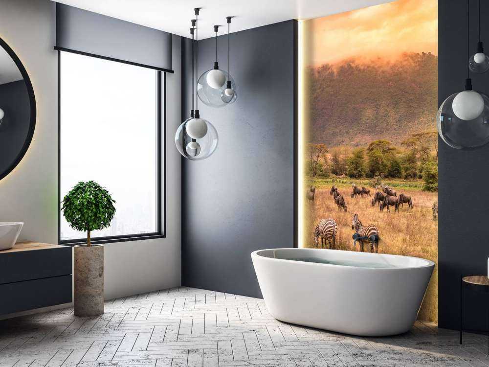 Savanna landscape with zebras