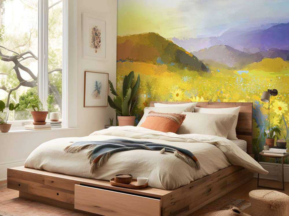 Oil painting rural sunset