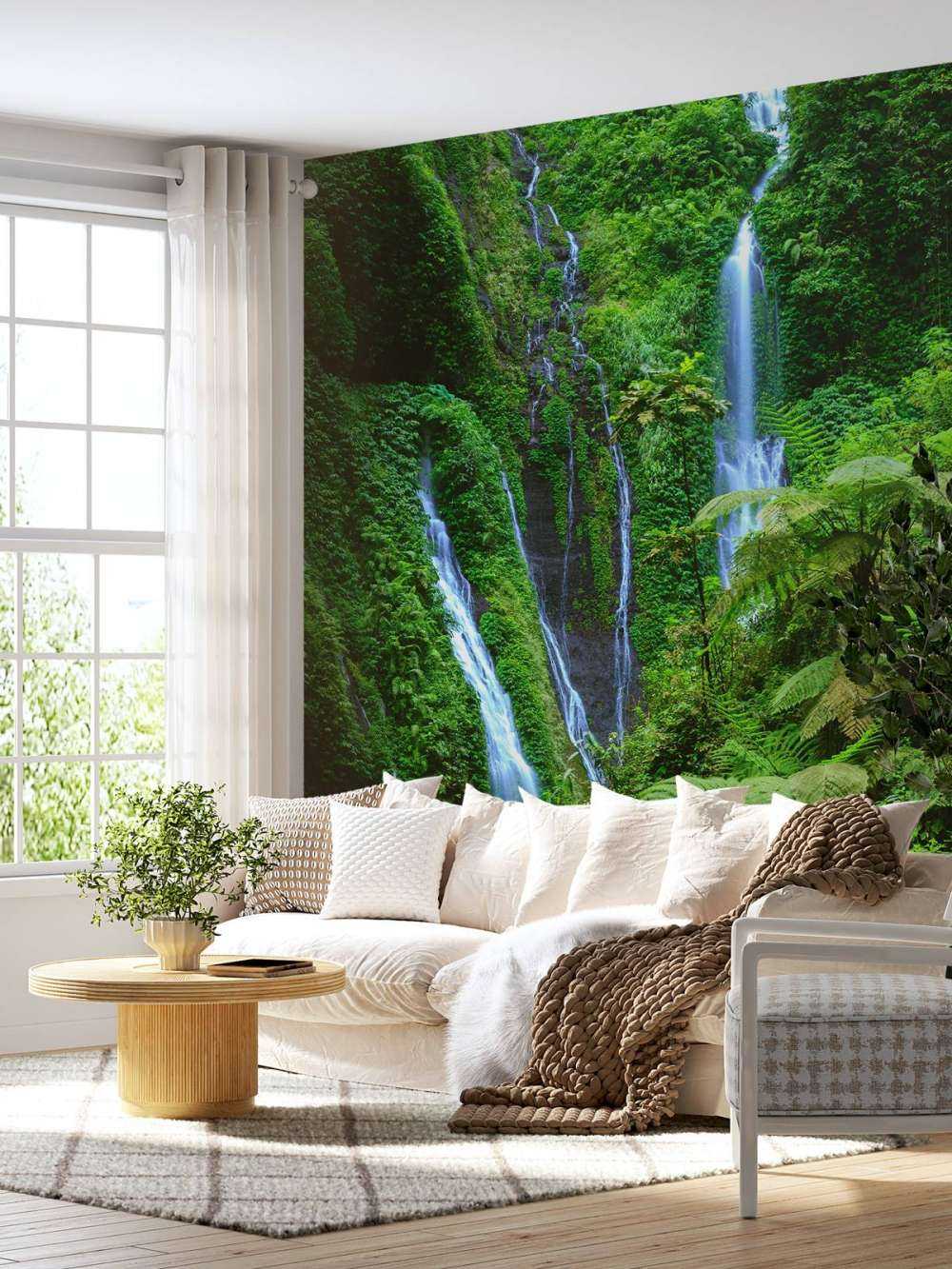 Green jungle and waterfalls