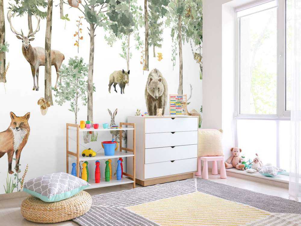 Forest animals of watercolour