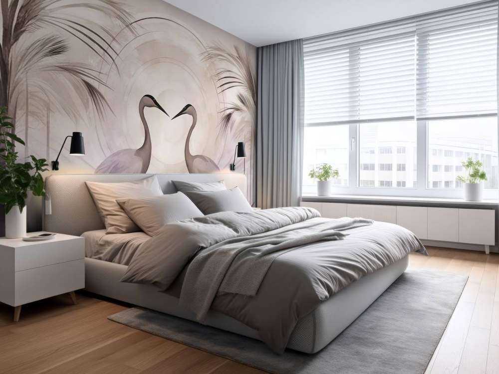 Cranes at Sunset Grey