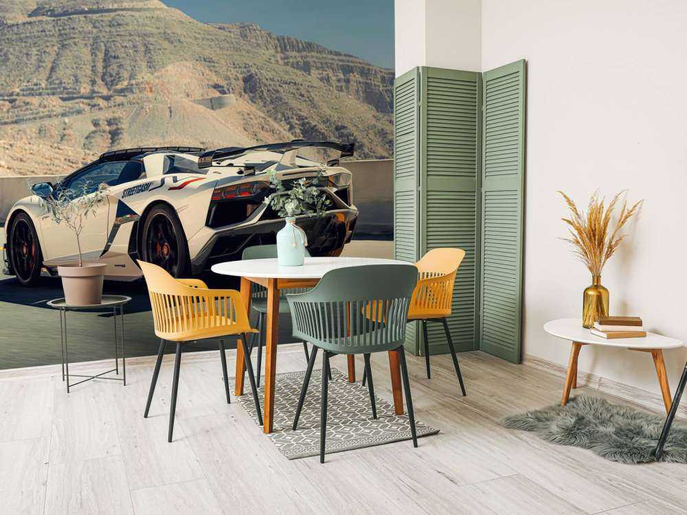 Supercar on mountain pass