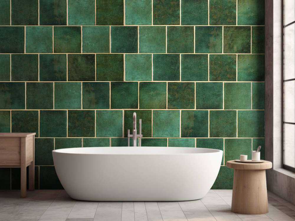 Green ceramic tiles