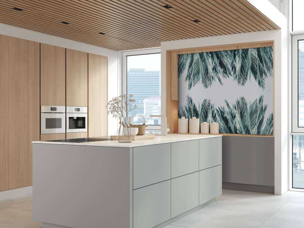 Palm leaves on white background