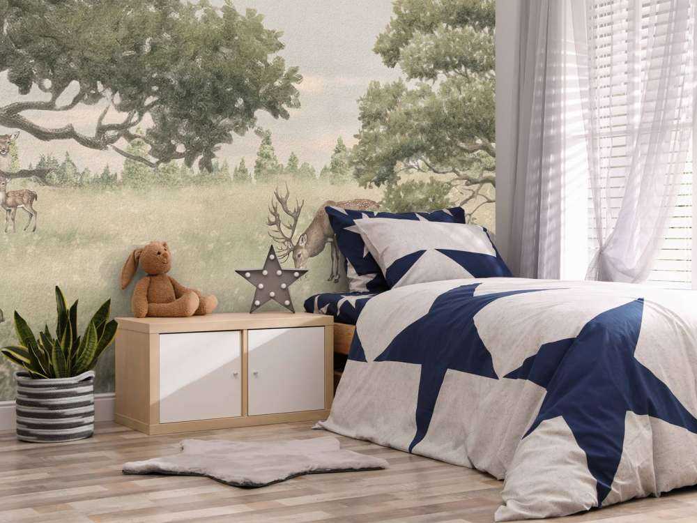 Landscape with animals in beige