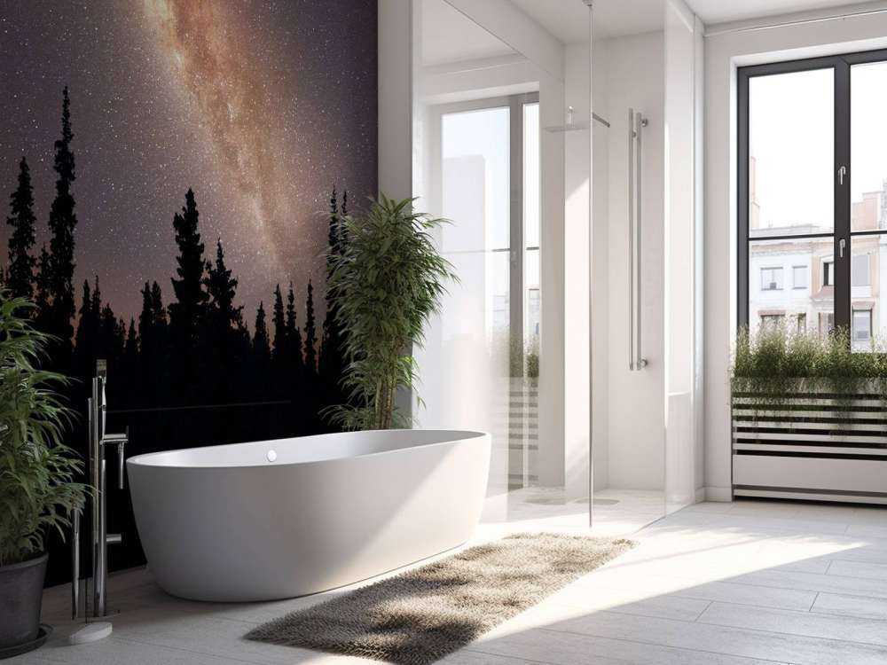 Milky way above silhouette of trees