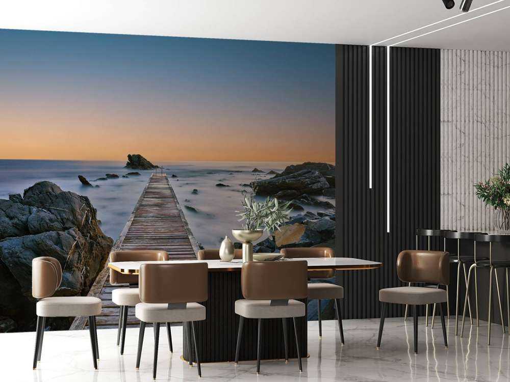 Jetty at rocky coast