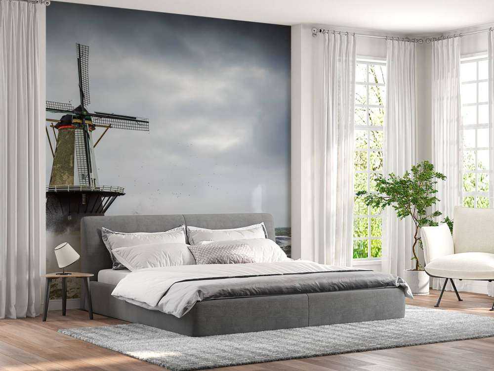 Mill with storm waves