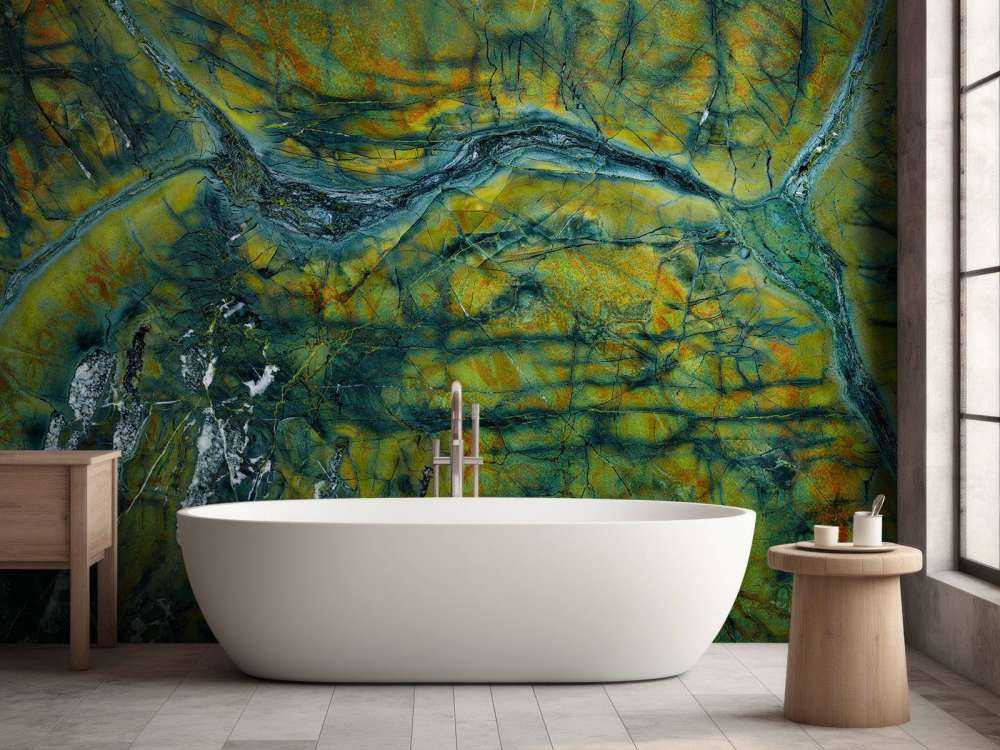 Green marble with orange