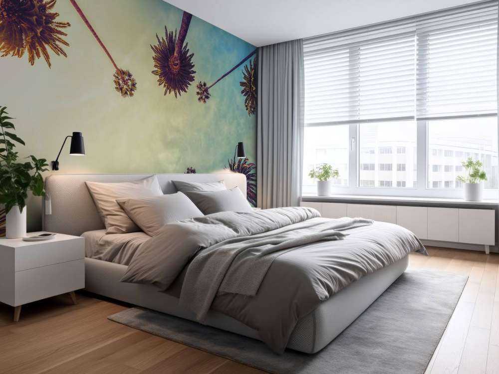 Bottom view of palm trees