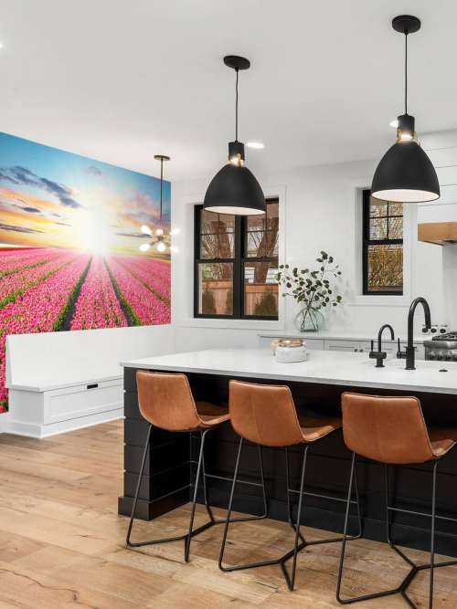 Tulips with rising sun