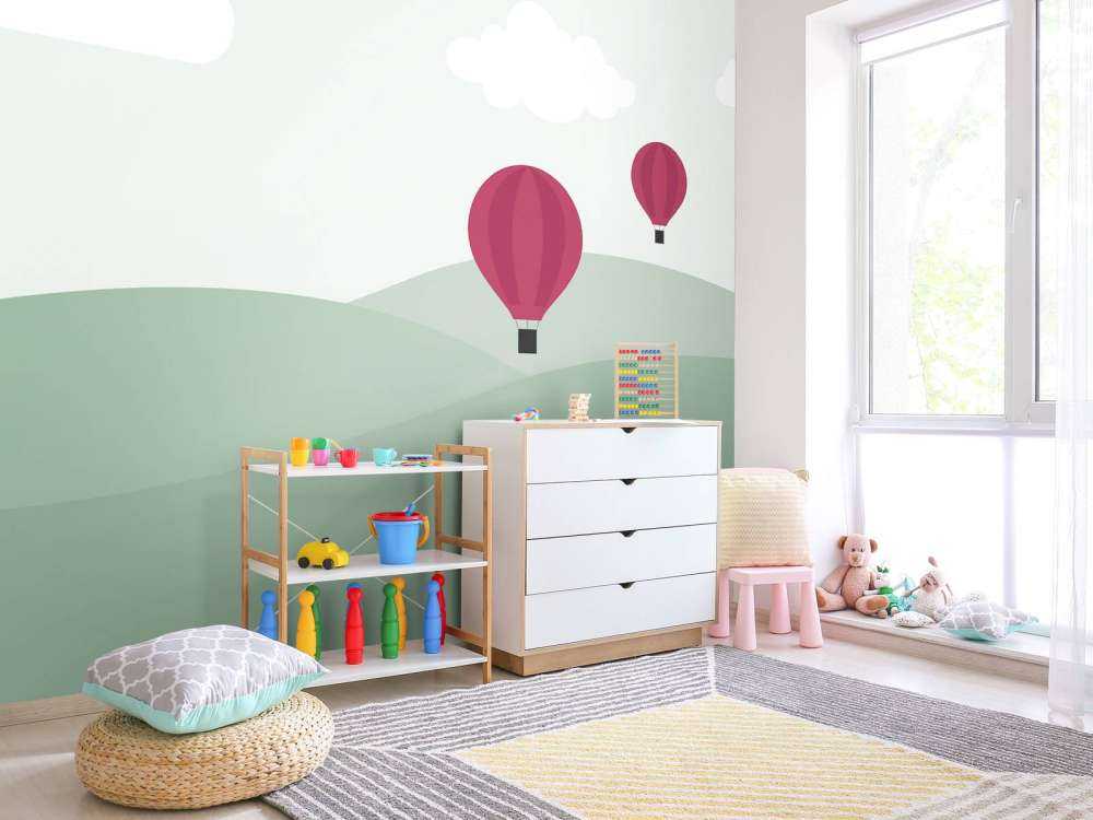 Hills with hot air balloons