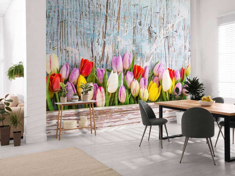 Tulips with wood