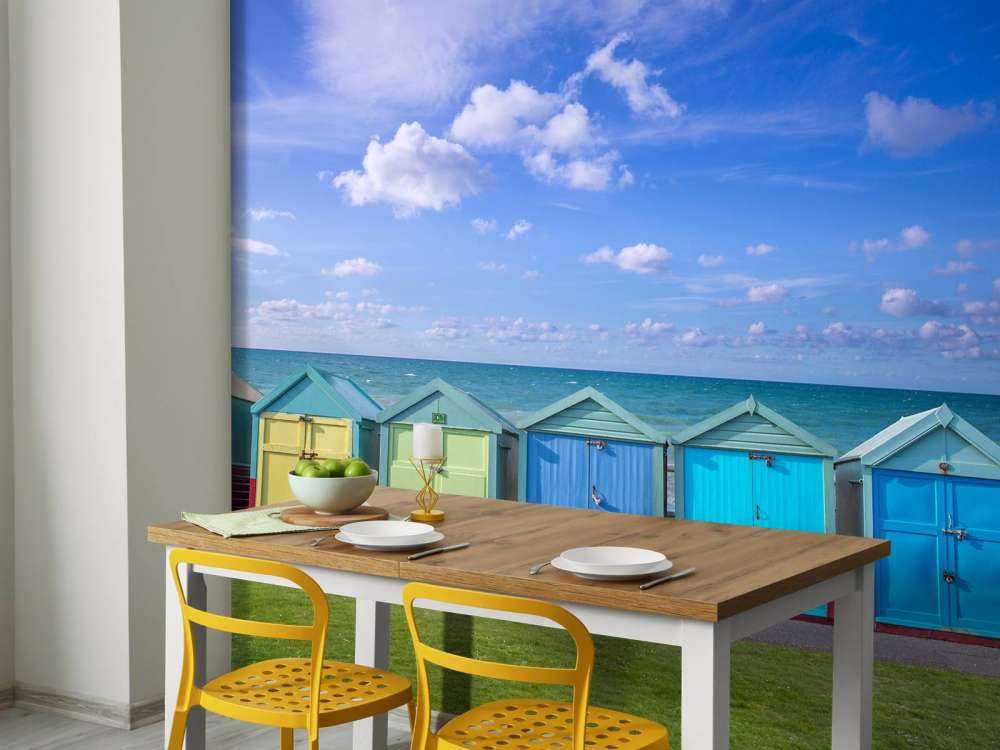 Colourful beach huts