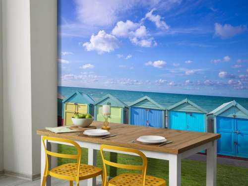Colourful beach huts
