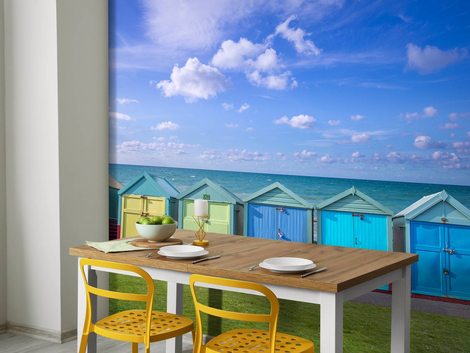 Colourful beach huts