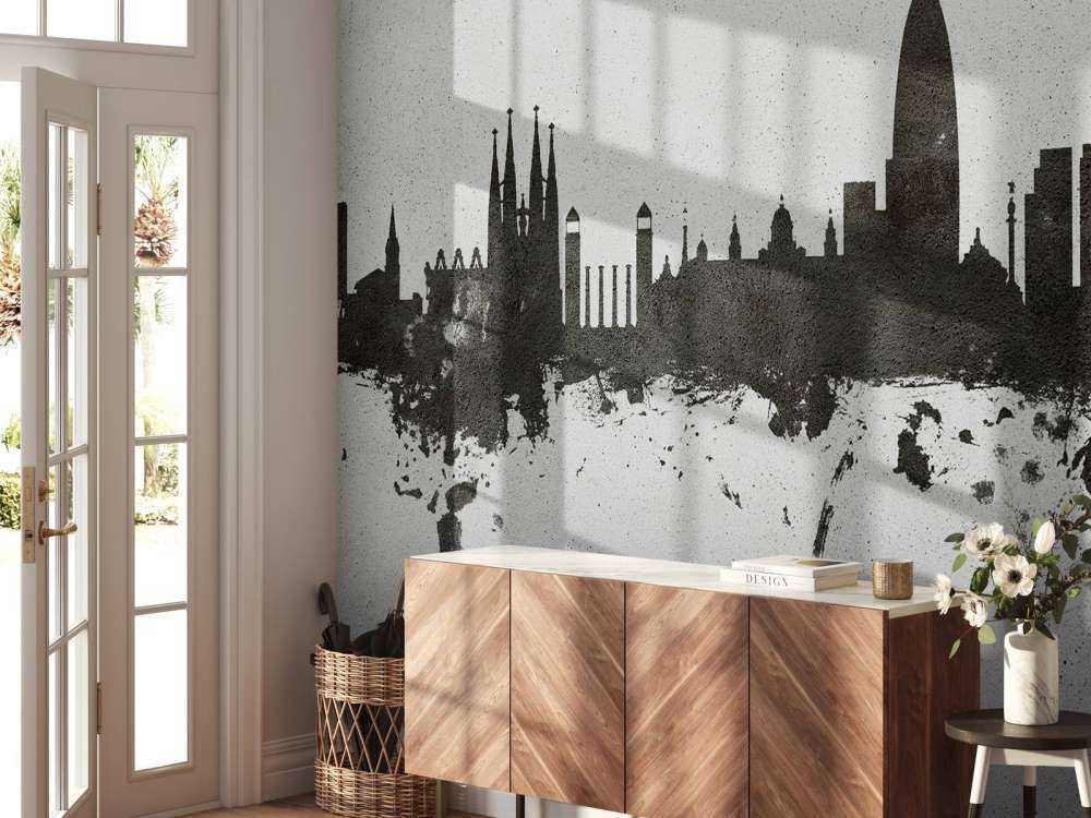 Watercolor skyline, Barcelona