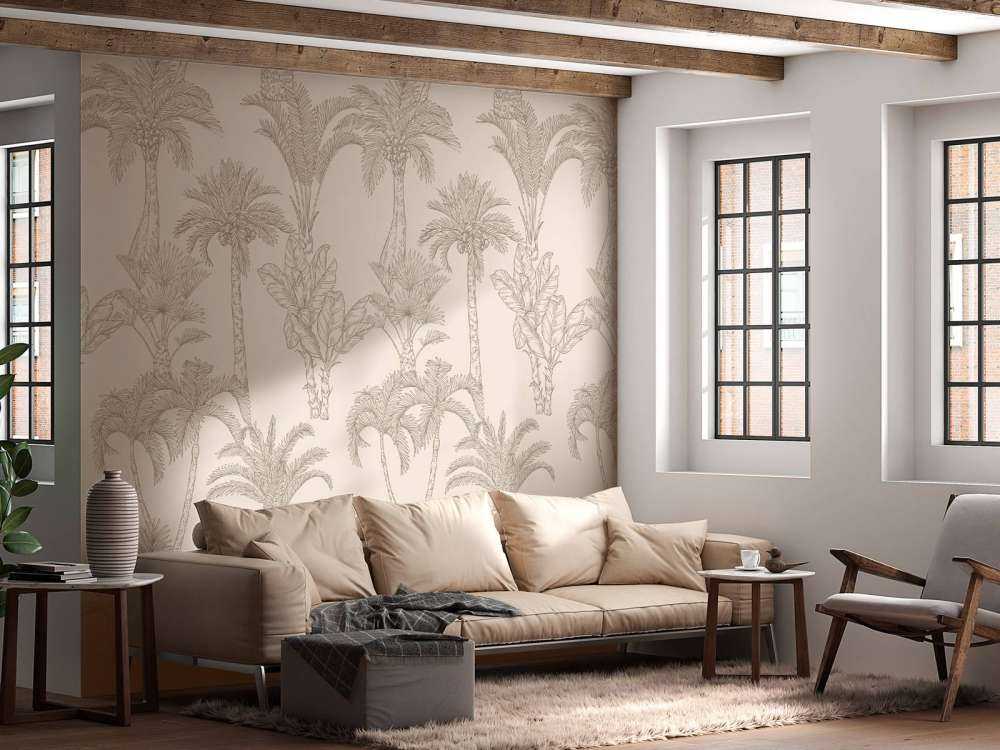 Jungle line-art beige