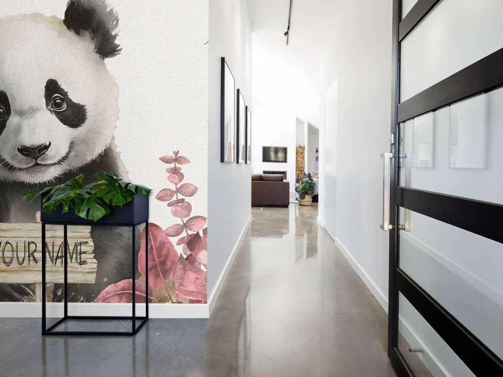 Baby panda in the jungle pink