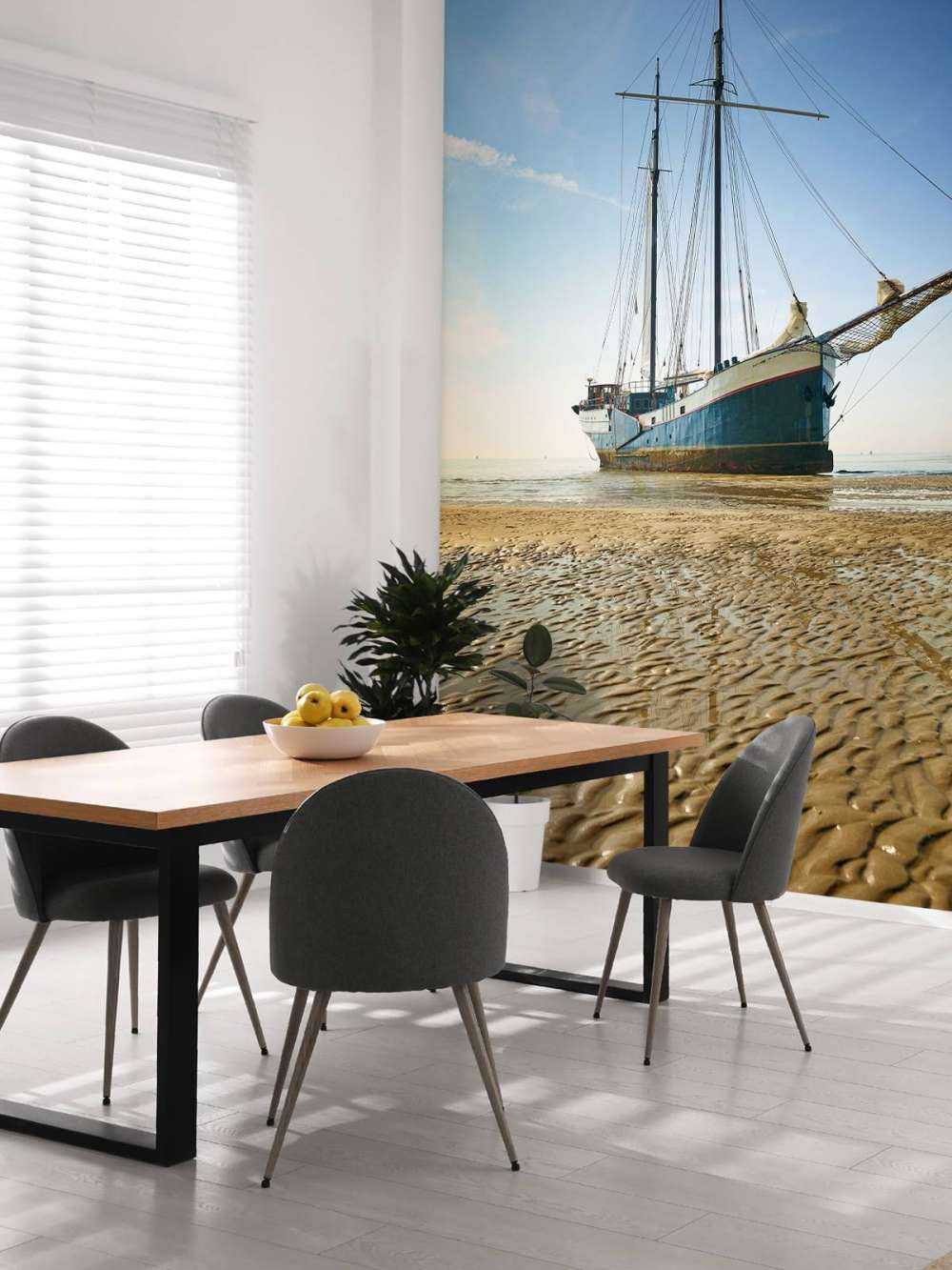 Ship on the mudflats