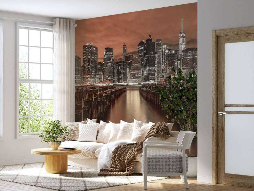 Manhattan skyline with breakwaters