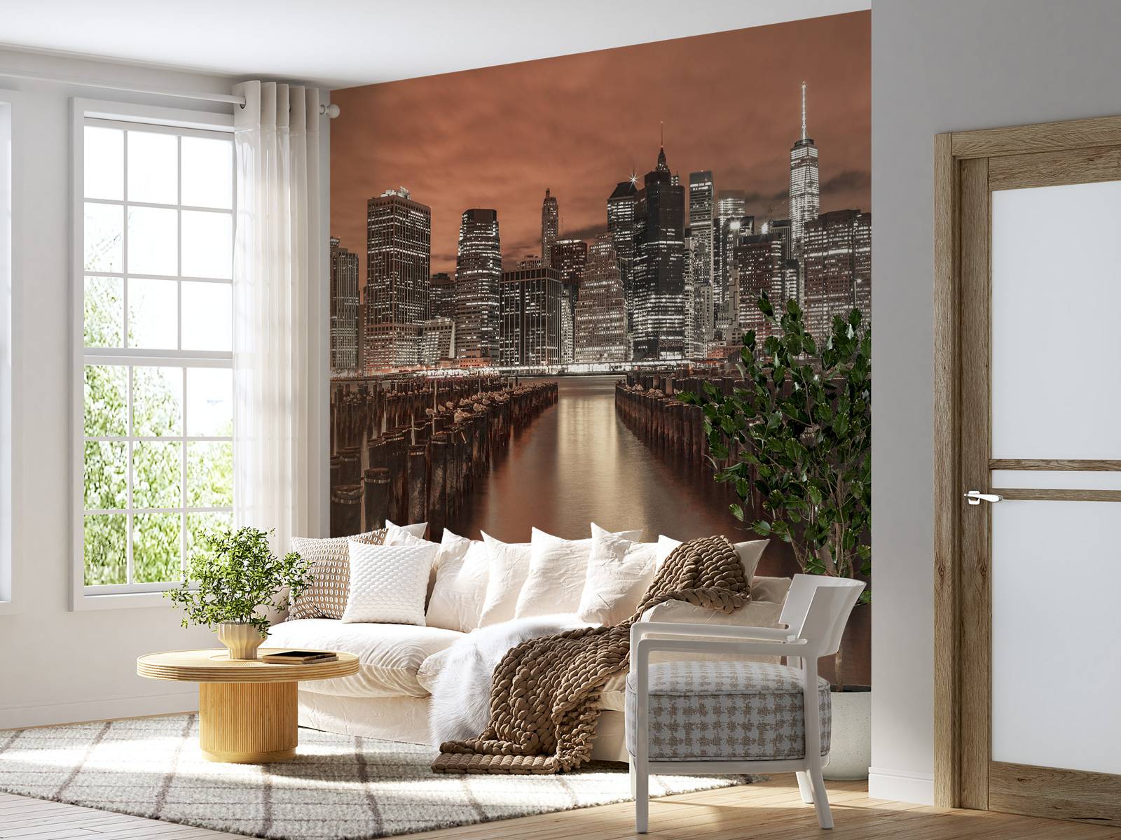 Manhattan skyline with breakwaters