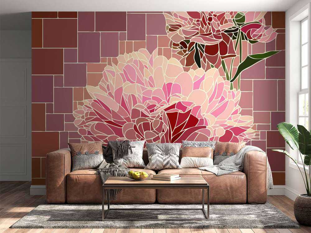 Pink flowers mosaic