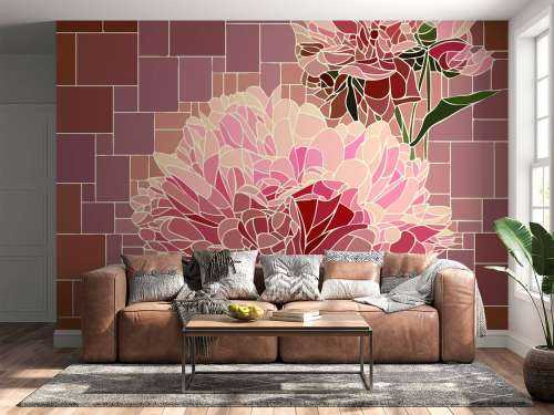 Pink flowers mosaic
