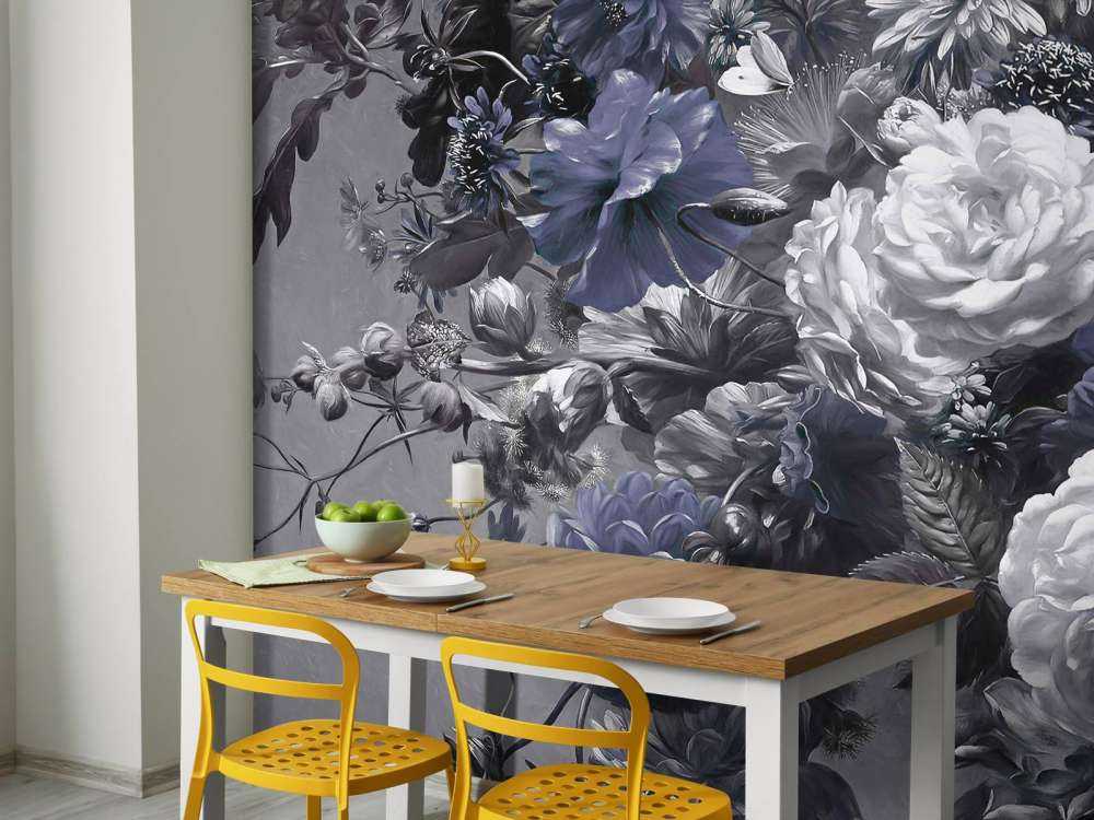 Big bouquet with blue poppies