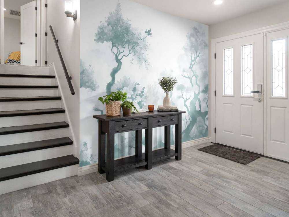 Blooming green trees