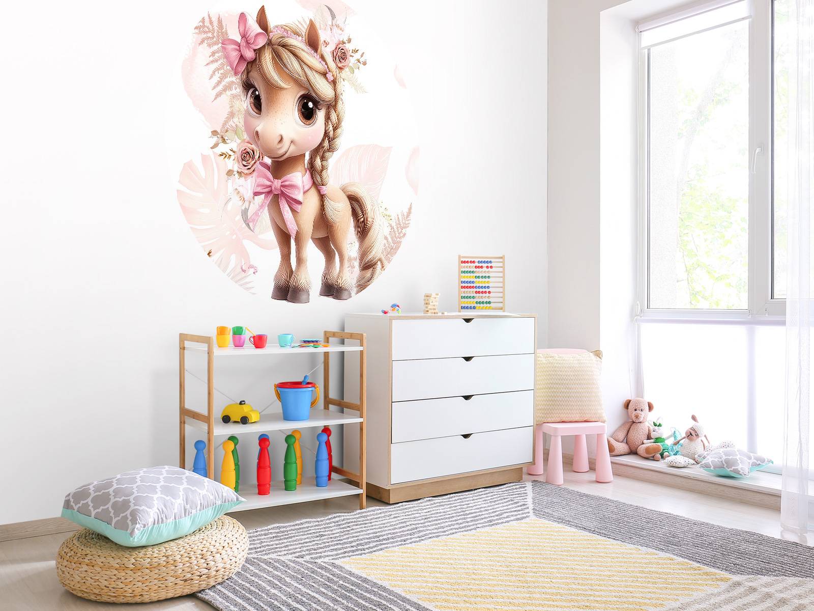 Elegant pony with pink bow
